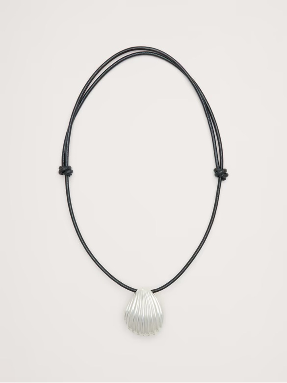 Banana Republic Silver Shell Pendant on Black Leather Cord